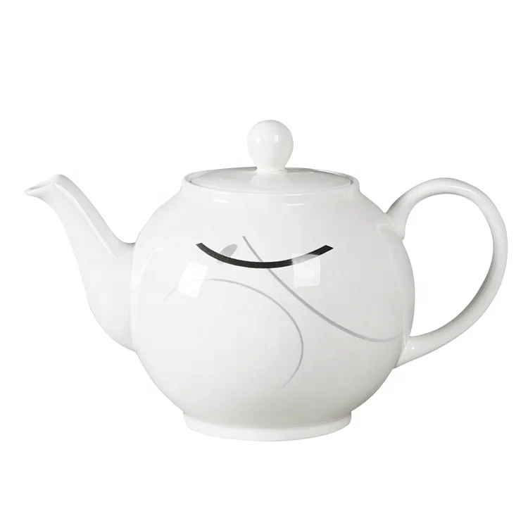 Customized Ceramic Kettle And Teapot Simple and Elegant 1200 ml White Ceramic Teapot Coffee Pot
