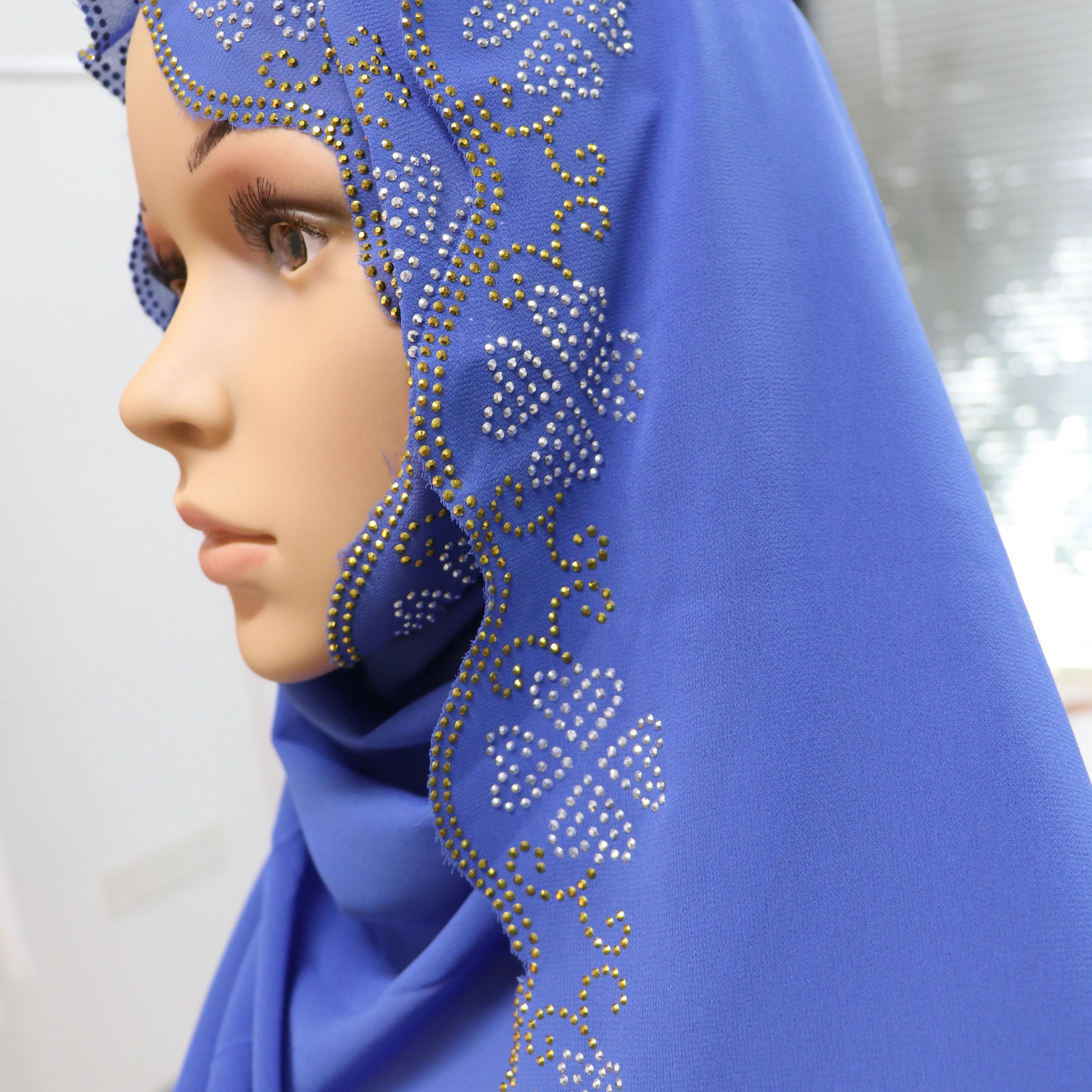 2022 New Style Flower shape Bright Shiny With Beads Indian Turban Fashion Muslim Hijab