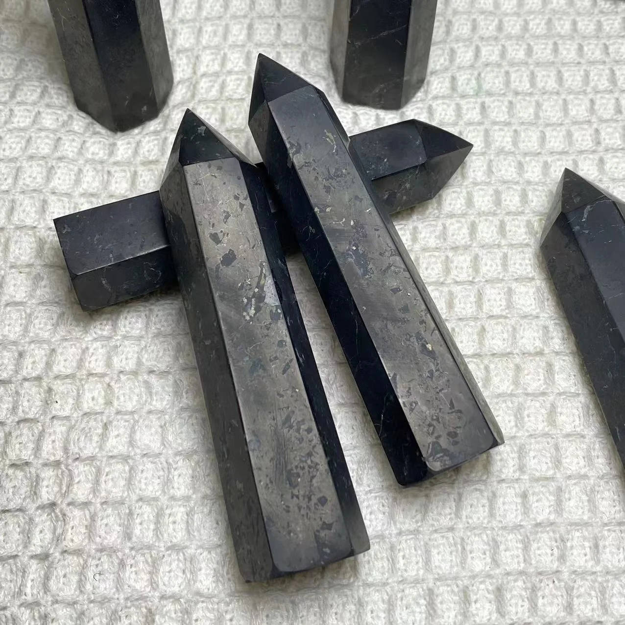 Wholesale Real Natural Shungite Tower Healing Crystal Wand Good for Health Point Decoration