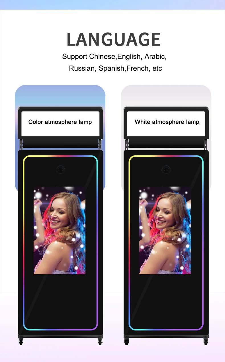 Hot Wedding Portable Props Selfie Magic Miroir Photo booth Kiosk Machine Mirror Photo Booth With Ring Light