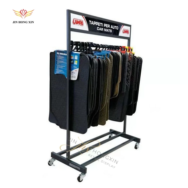 Wholesale Custom Auto Parts Shop Flooring Stands Metal Car Accessories Display Rack For Steering Wheel Cover And Mat