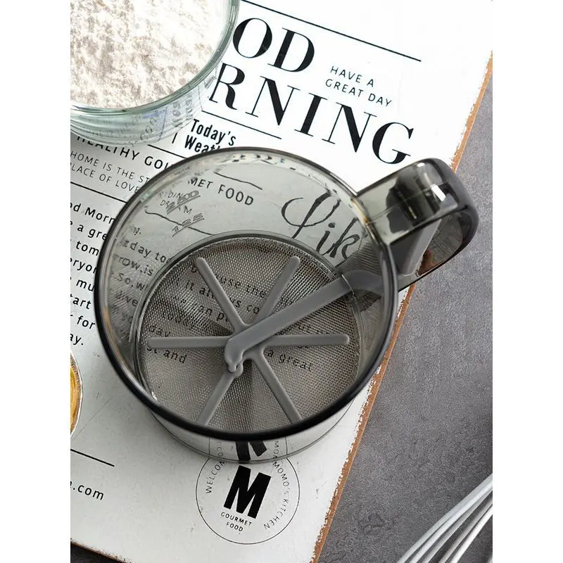 Multifunctional Hand Press Design Baking Single Layer Sieve Flour Sifter Strainer Fine mesh Sifter Cup for Kitchen