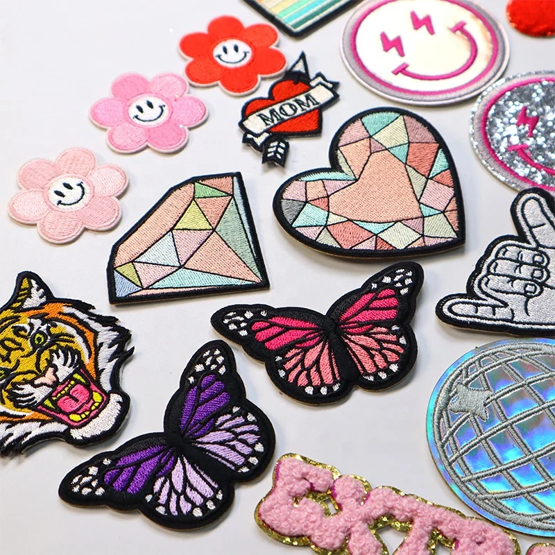 Custom Girl Hat Embroidery Laser Cut Patch Heat Press Smiley Face Hat Patches Badge For Trucker Hat