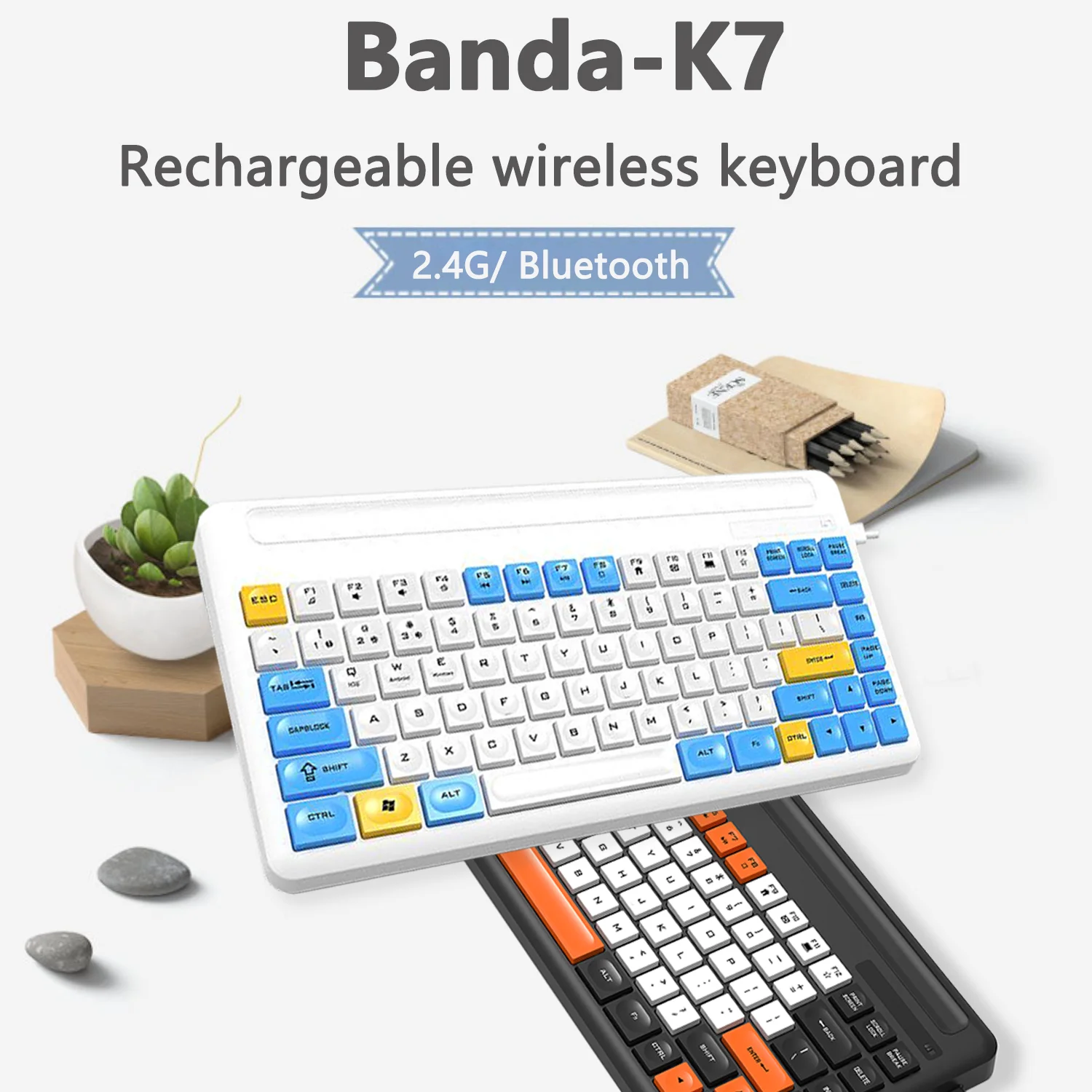 K7 Latest Multimedia Keyboard Wireless Rechargeable Mini Computer Slot Laptop Combo OEM Keyboard for tablet mobile