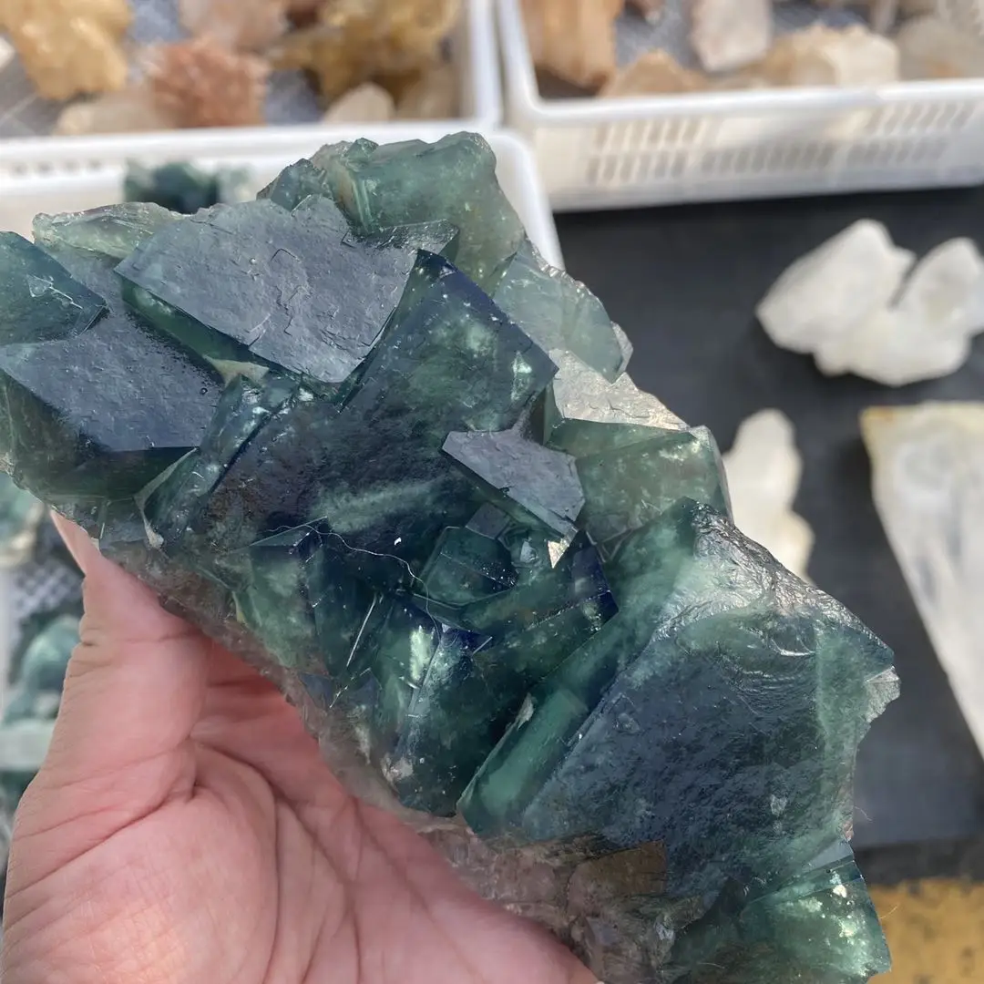 Natural Raw Gemstone Crystal Cluster Mineral Reiki Green Fluorite Cluster Geodes Specimen