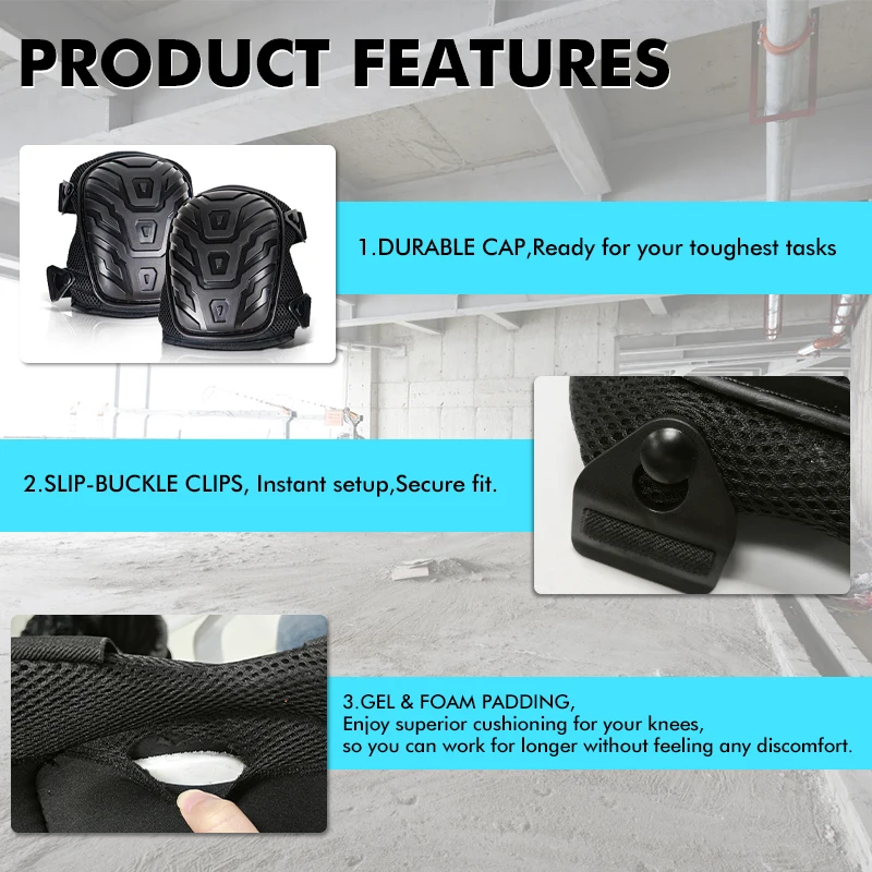 Heavy Duty Anti-Slip Knee Support Gardening & Construction Knee Pads For Work Floor Work Knee Pads