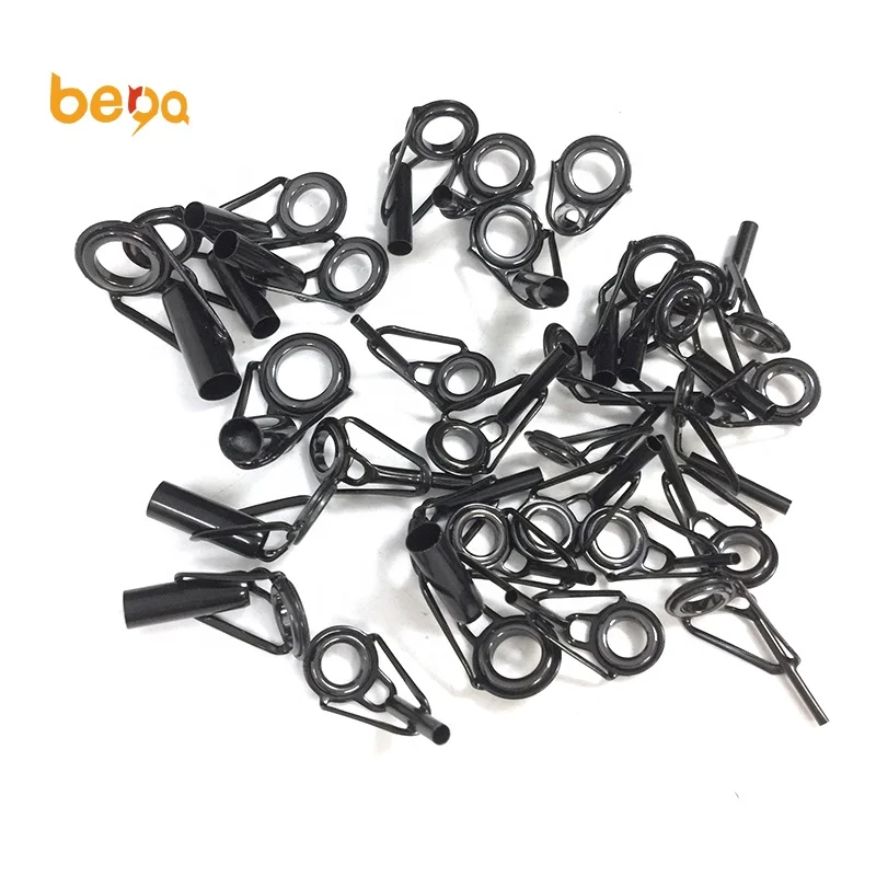 Black Stainless Steel Roller Sic Ring Tips Fishing Rod Guides High Gloss Ceramic Rings Fishing Rod Guides
