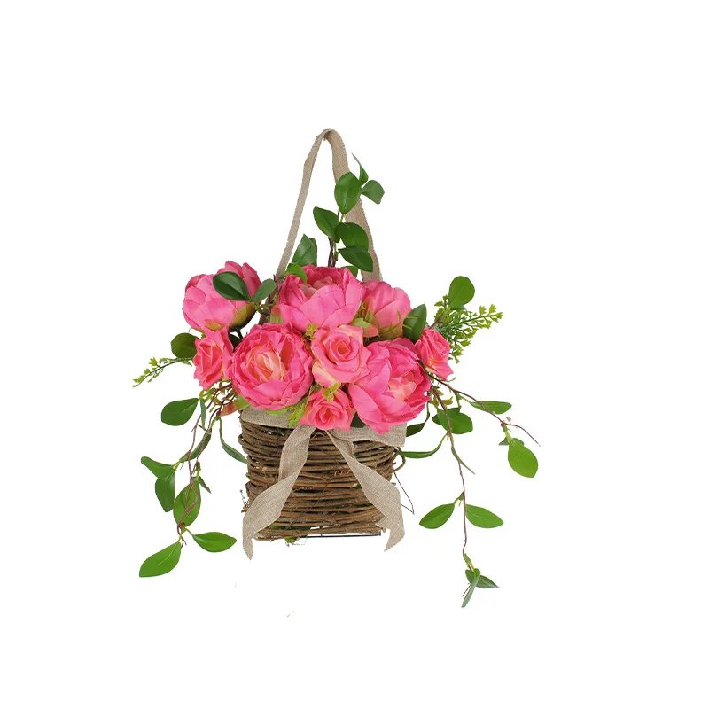 2407 ganglian Rose garland Wholesale simulation plant door hanging home basket decorations