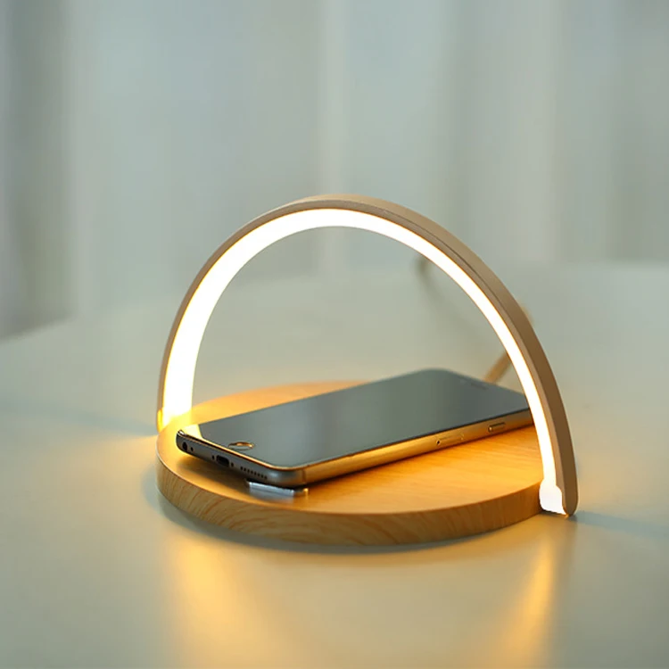 Universal 10W Fast Wood Multi Table Qi Led Light Lamp Phone Bracket Mobile Holder Wireless Chargers