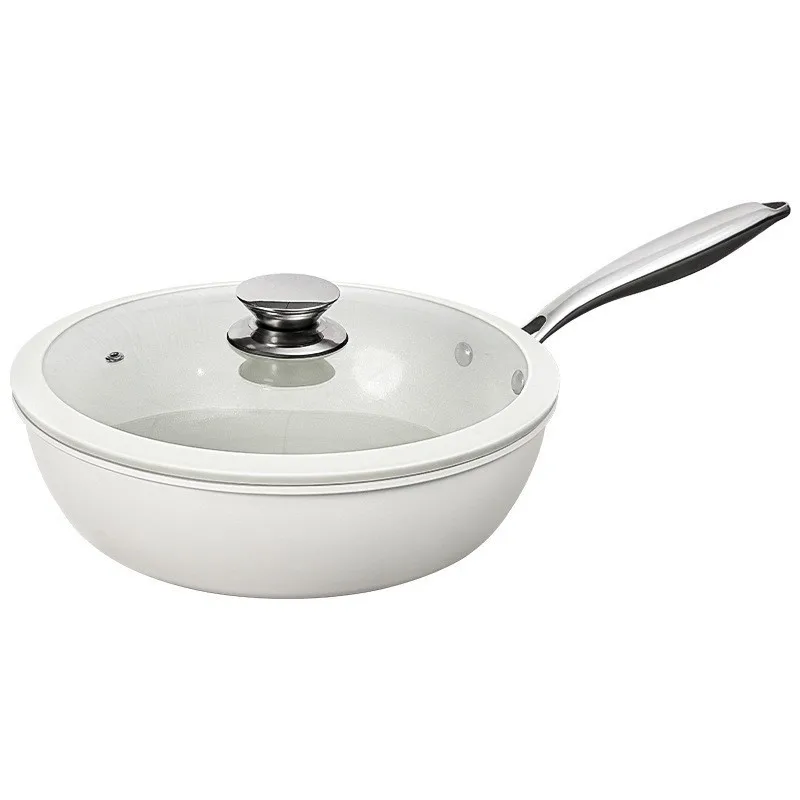 Small Household Korean Non-Stick Flat Pan Health Pot Steel Iron Material with Lid Gas Stove Applicable Universal Gift Idea