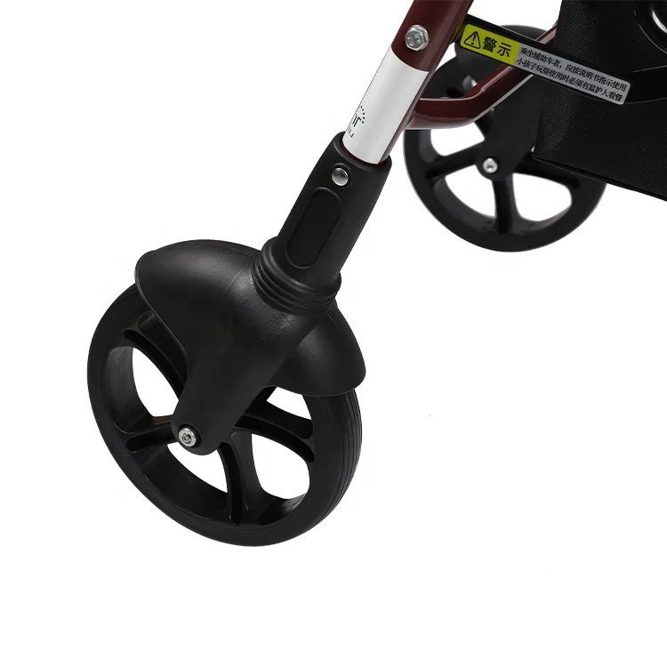 Manufacturer elderly people steel aluminum metal folding seats rollator walkers with four wheels
