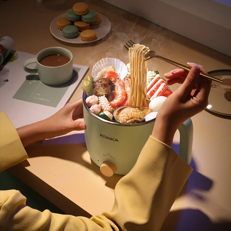 Konka 1.5L multi-function electric cooking pot compact and convenient electric cooking pot dormitory anti-dry burning safe elect