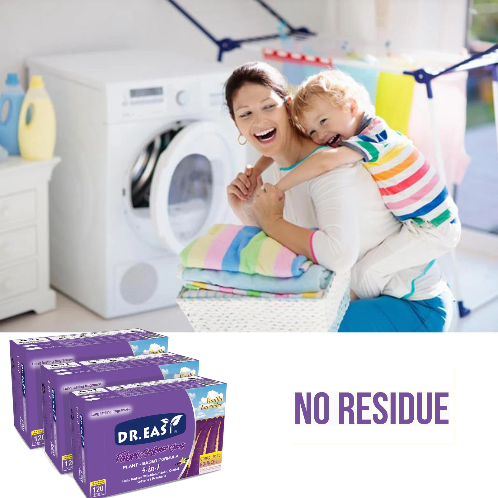 EU Standard 100% Biodegradable Laundry Fabric Scent Free Dryer Sheets