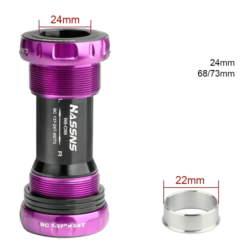 High quality HASSNS BSA Bottom Bracket 68mm 73 Thread Lock CERAMIC Bearing  MTB Road Bike Frame 24mm Axle DUB Crank