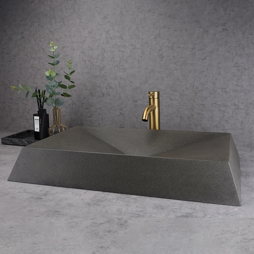 OEM wholesale hotel modern rectangular concrete bathroom vanities basin container bathroom vanities sink