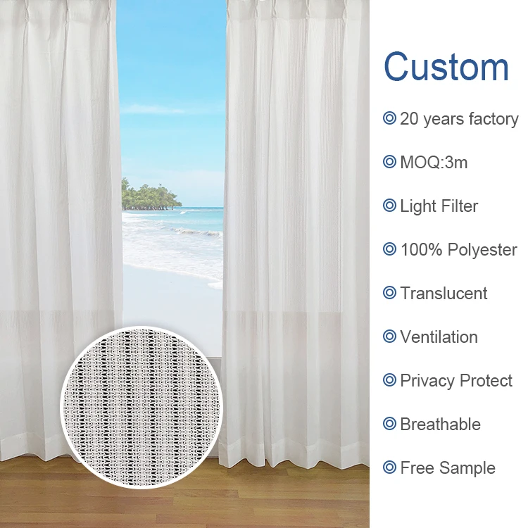 Ready Made Bedroom Living Room voile wedding white knit mesh plain sheer 100% polyester fabric