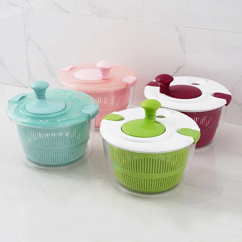 DD1106  Quick Dryer Kitchen Manual Drying Basket Box Double Layer Leafy Vegetable Fruit Washer Large Salad Spinner
