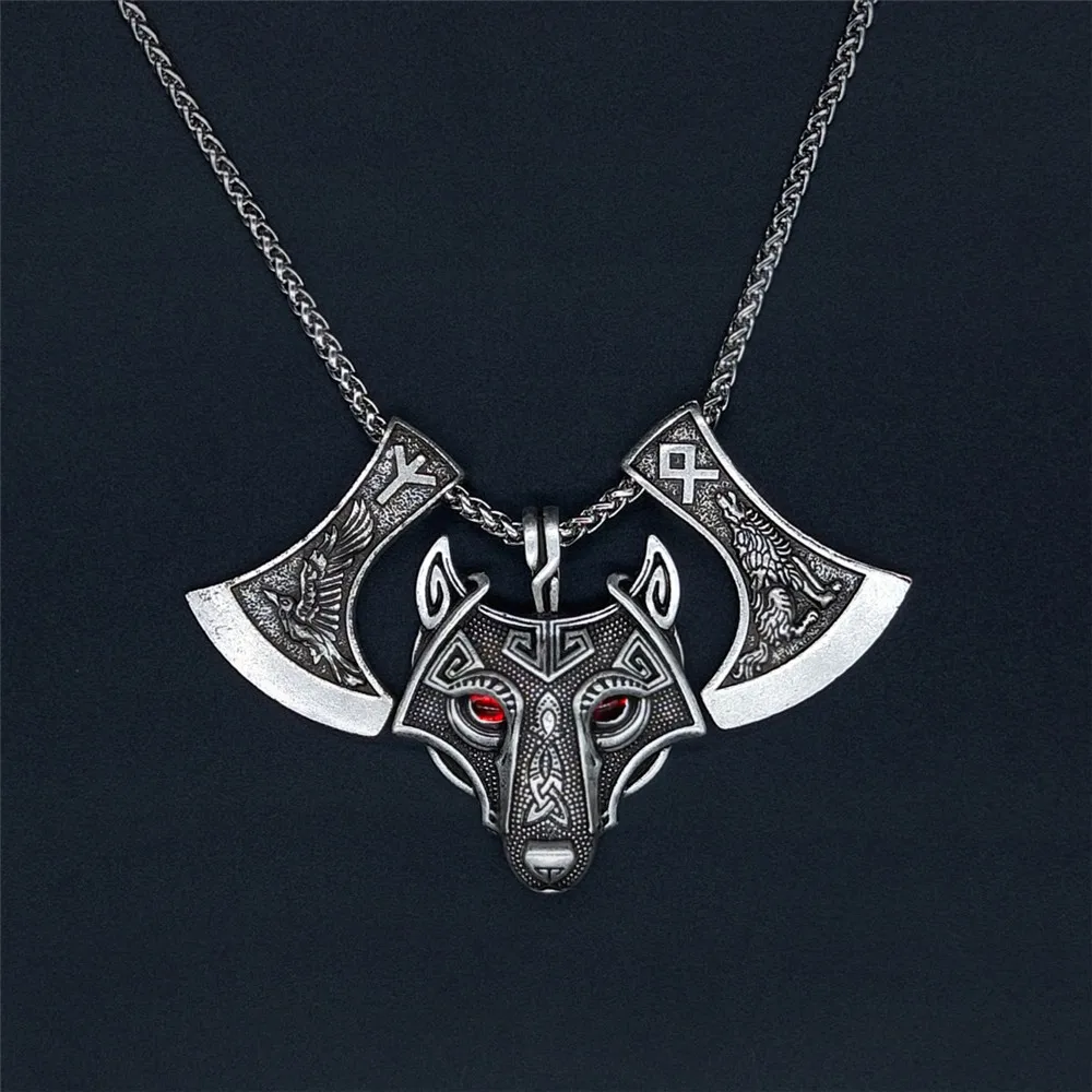Jewelry wholesale alloy Viking pendant personalized jewelry wolf head necklace