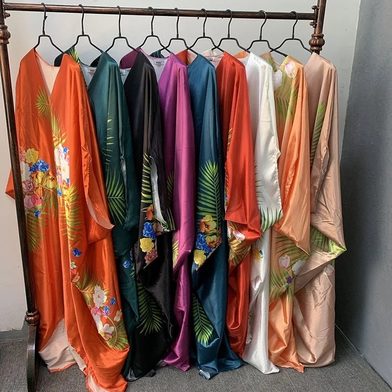 new arrival butterfly abaya african duanas kitenge Artificial silk casual orange abaya