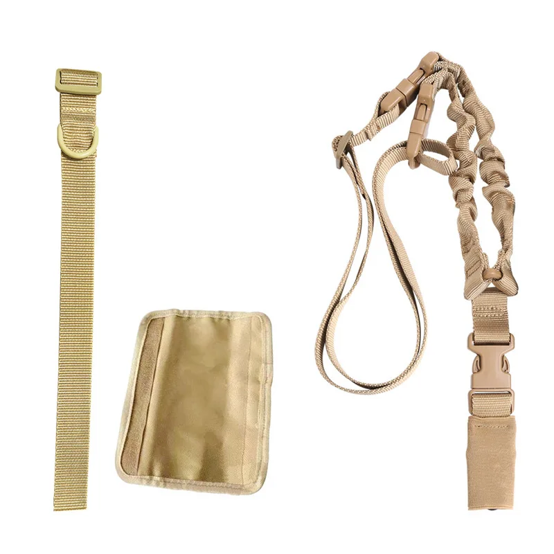 CS Single-Point Outdoor Sports Shoulder pad Fast Detachable Elastic Rope Sling Heavy-Duty Rubber Band Strap Hook for Hunting