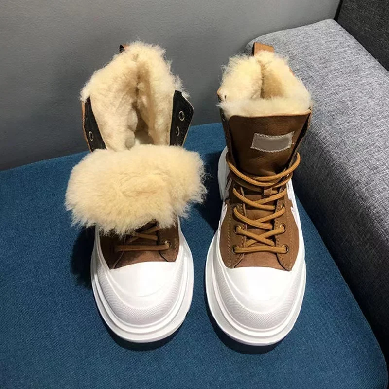 Designer Luxury fur boot women ladies Lamb boots famous brand winter ankle chaussures shoes snow boots