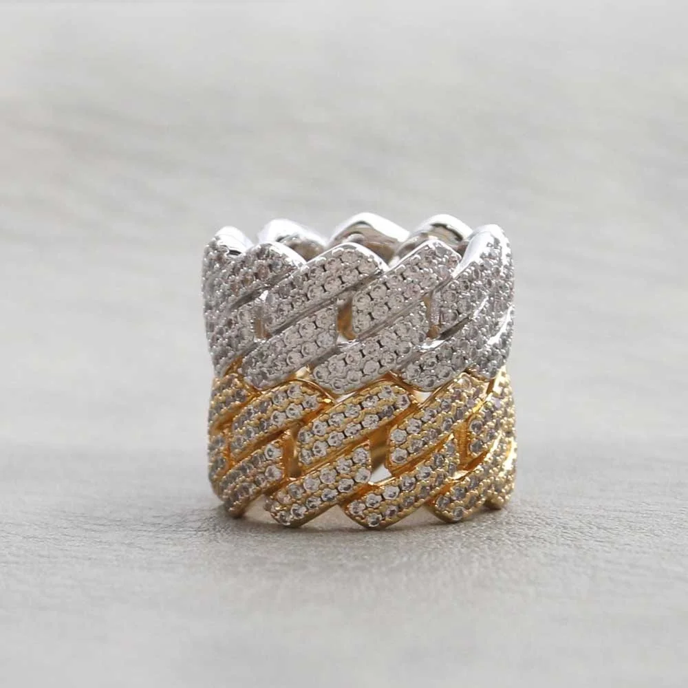 Hot selling wholesale hip hop jewelry Cuba ring gold