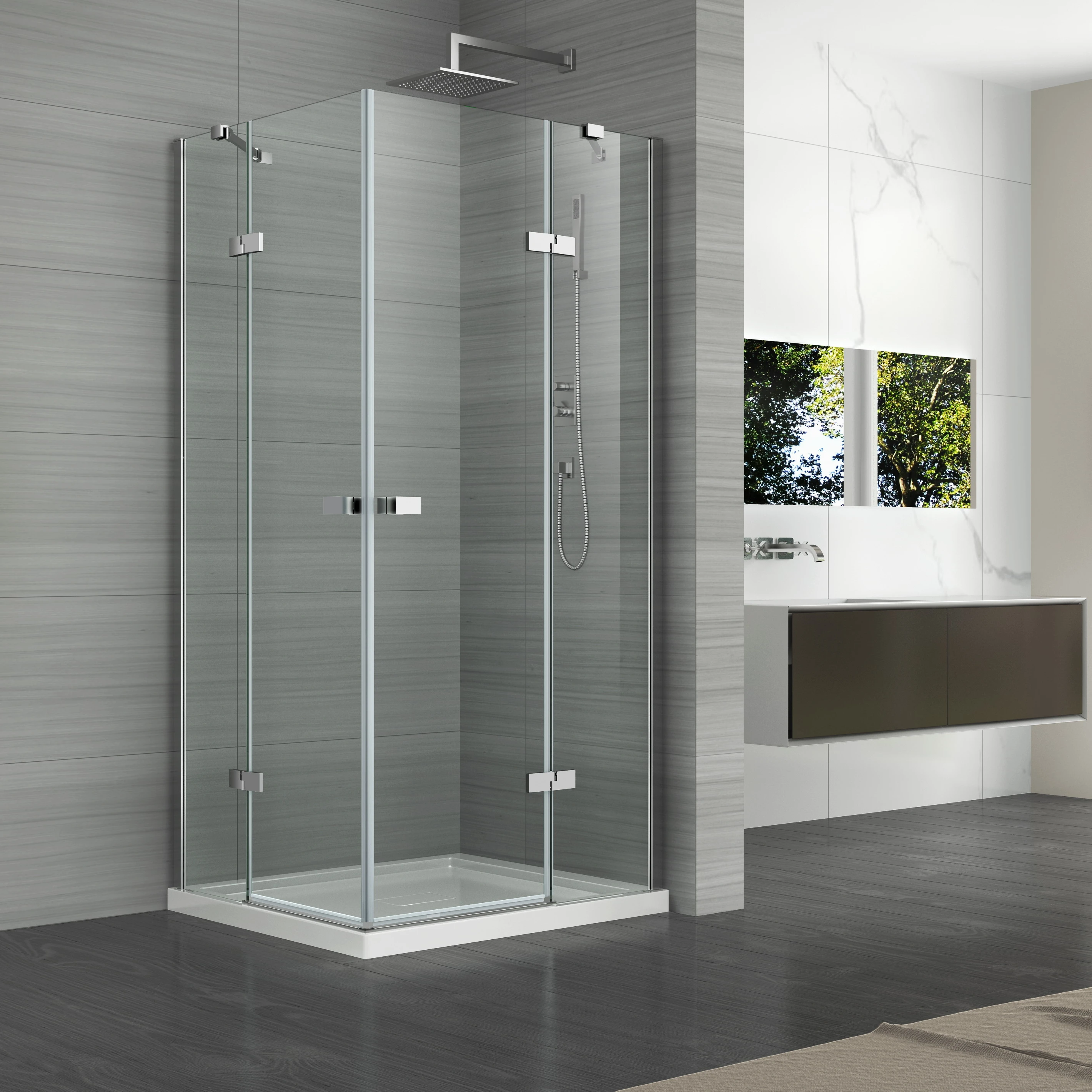 
Frameless Hinge Square Big entrance Shower Enclosure 