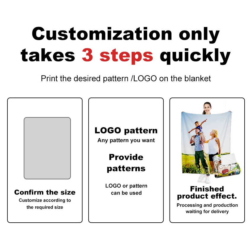 Wholesale Personalized White Super Soft Polyester Sublimation Custom Flannel Photo Logo Printed White Throw Fleece Blanket