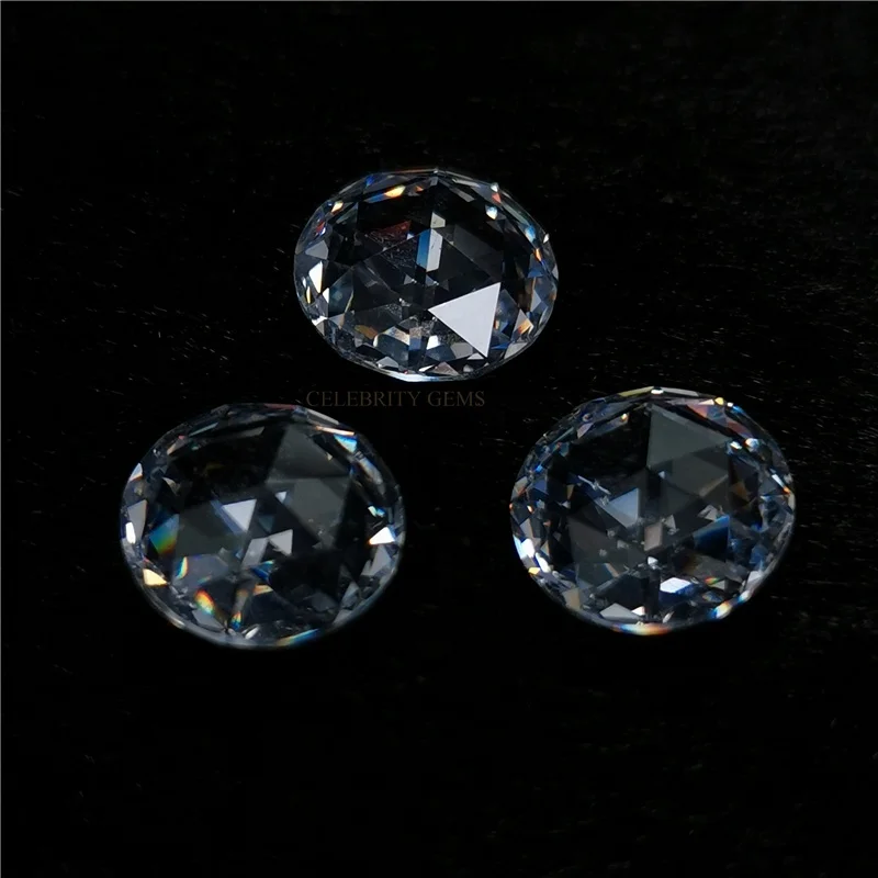 Factory Direct White Round Rose Cut Flat Back  3A Cubic Zirconia