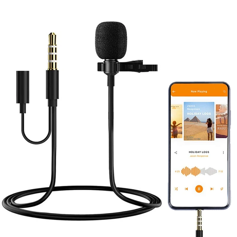 Lavalier Microphone 3.5mm headphone splitter with mic For iphone Samsung Huawei Xiaomi earplugs with mic