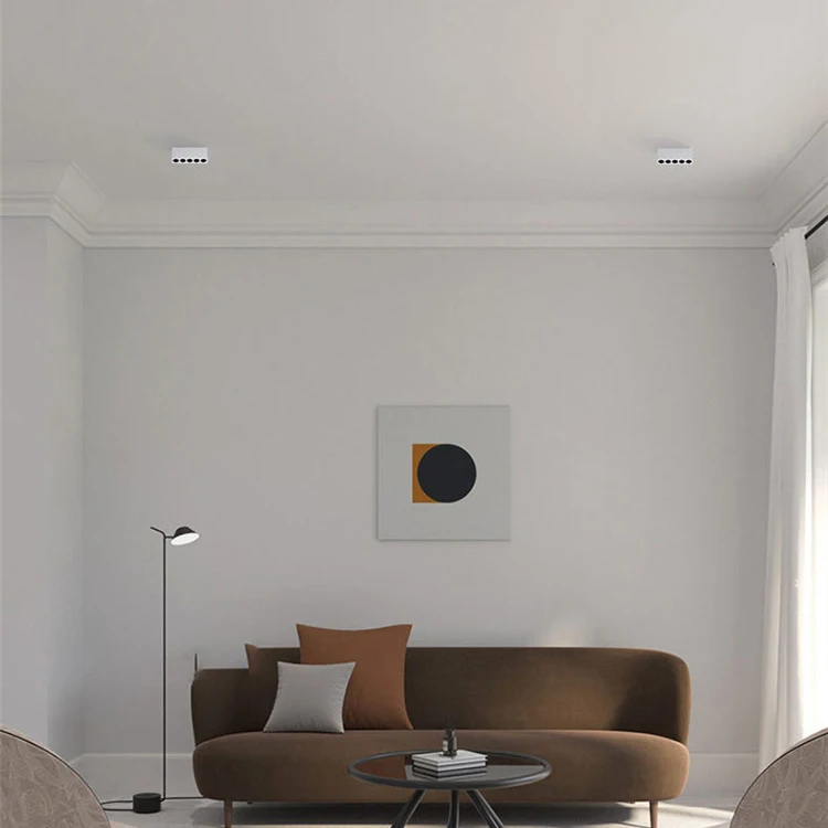 No Main Light Design Porch Living Room Ceiling Deep Cup Anti-Glare 90 CRI LED Surface Mounted Long Strip Grille Light