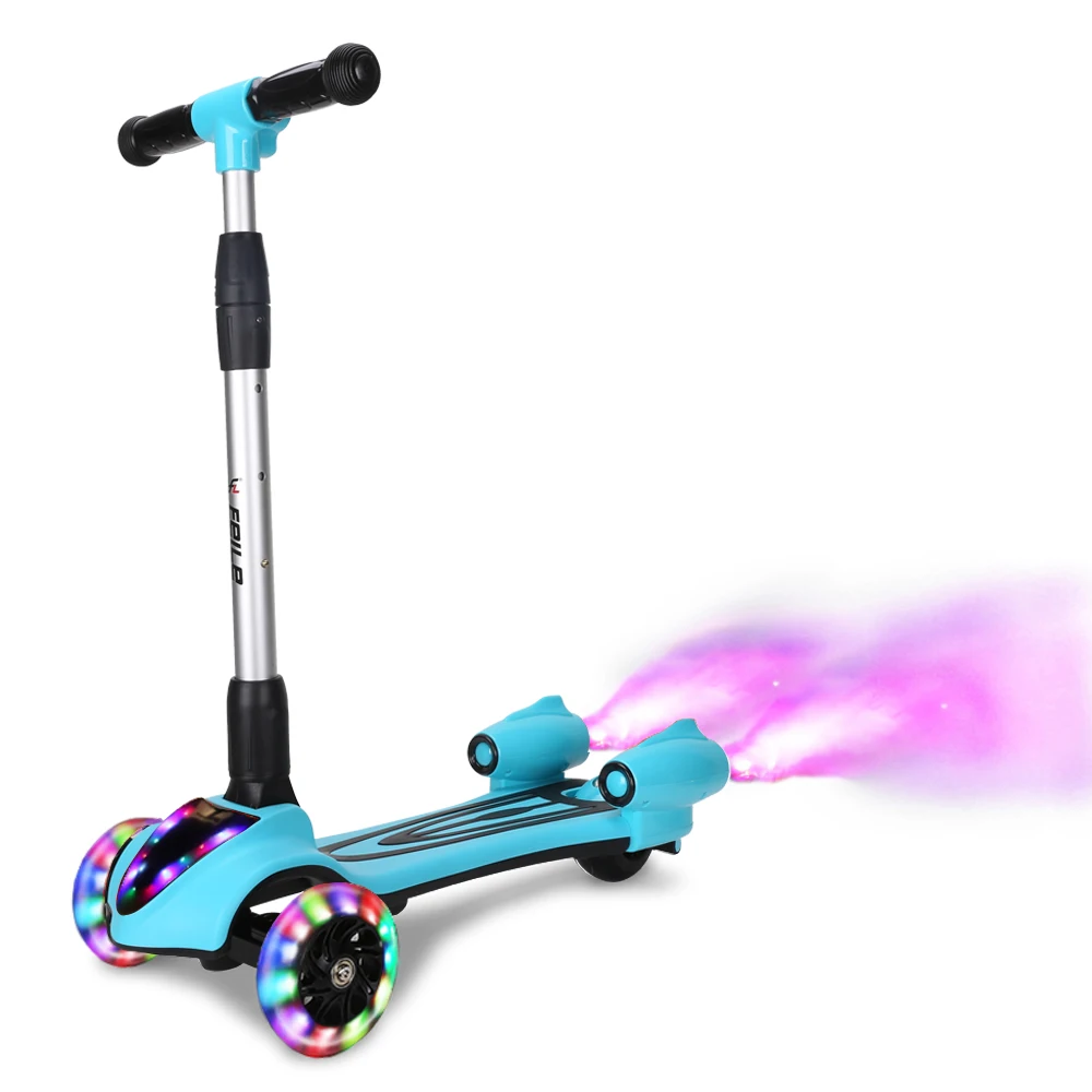 High quality factory wholesale price can be adjusted to fold up have music&spray four color  kids scooter