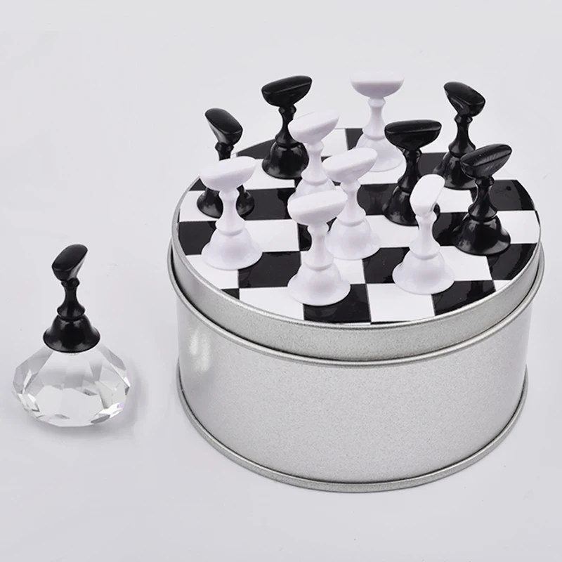 Checkerboard False Nail Tips Display Stand Holder Set Magnetic Showing Shelf Practice Holders Manicure Nail Salon Tools