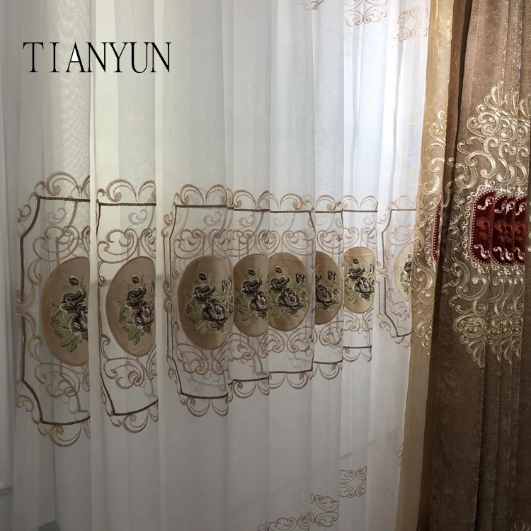 European Style Classic 100 Polyester Modern Velvet Patch Embroidery Curtain Fabric
