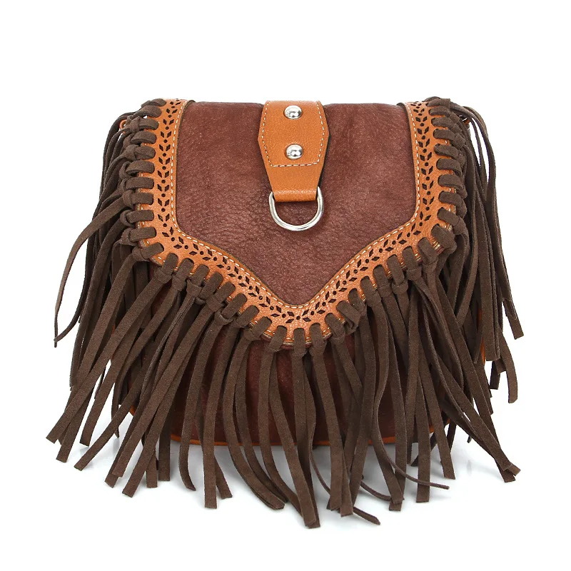 Carpet Crochet Tote Custom Tassel Crossbody Cowboy Bag Boho Fringe Messenger Bags Bohemian Leopard Tote Bags Handbag