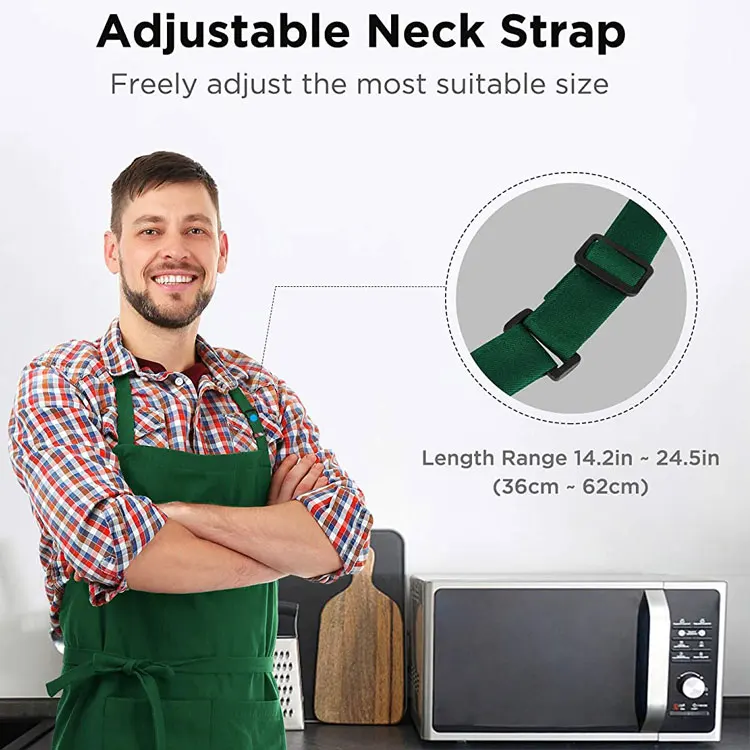 Adjustable Resists Wrinkles Barista Apron Shrinkages Wide Coverage Sublimation Apron With 2 Pockets For Women Men Chef