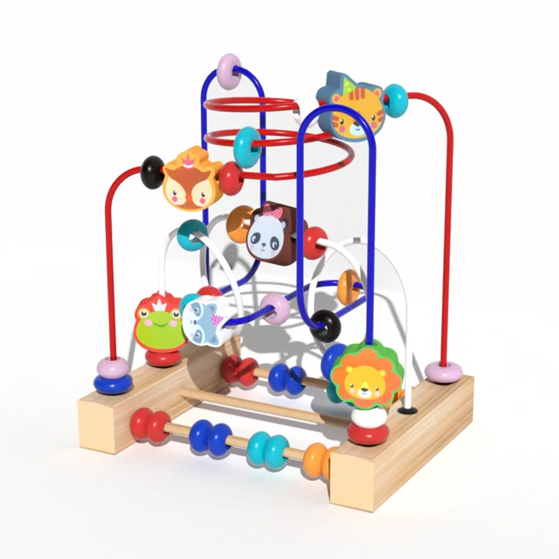 Hot Sale Wooden Bead Maze Toy Animal Bead Maze Toys Abacus Math Toys For Child