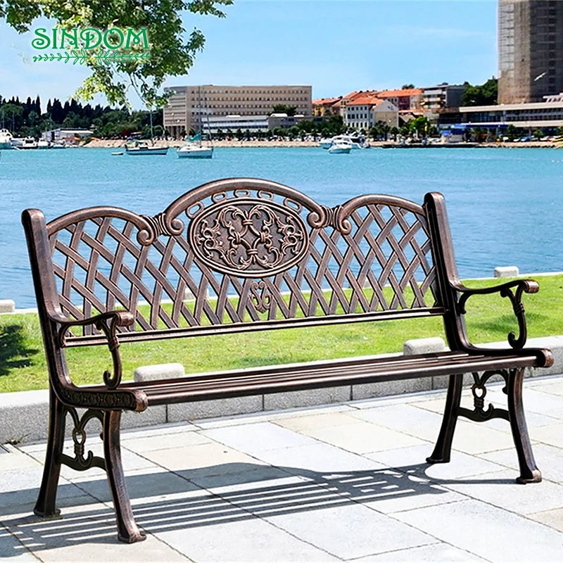 Custom Urban Furniture Garden Outdoor Street Metal Aluminium Chair Decorative Park Long Bench