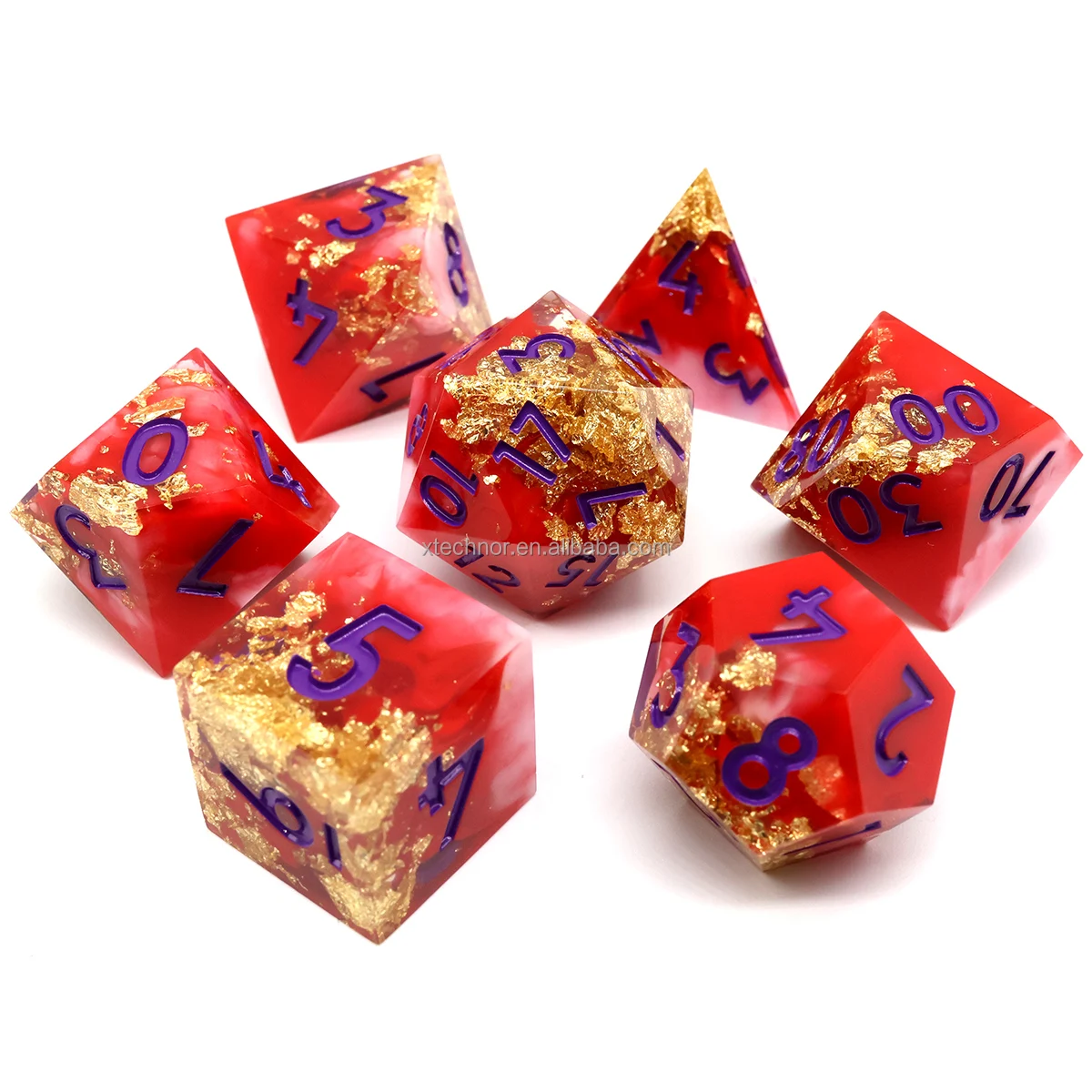 Набор кубов с острыми кромками 7 шт. полимерные Кубки DND настольные RPG D20 D12 D10 D % D8 D6 D4 настольная игра-Феникс перо