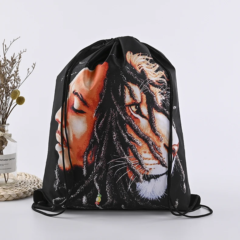 Hot Sale Customized Bob Rasta Photo Fashion Backpack Drawstring Gift Bag