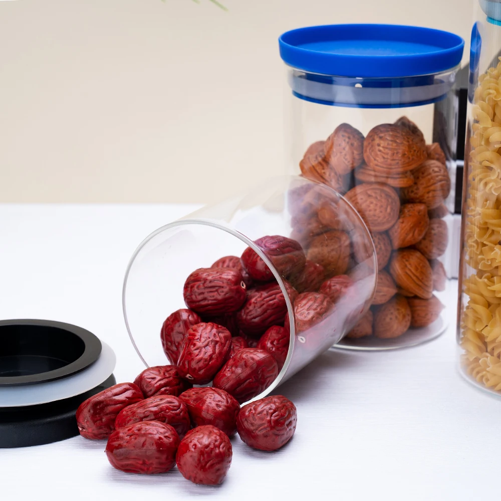 Hot Selling Airtight Container Glass Food Cookie Storage Jar With Plastic Lid