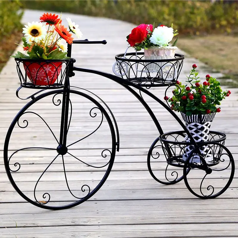 Iron craft multi-layer indoor and outdoor floor type bicycle balcony bedroom Chloranthus multifunction flower pot rack