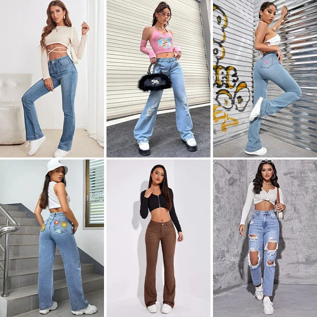 Cheap Wholesale Good Quality Skinny Ladies denim used jeans women jeans stock Lots overruns branded clothing