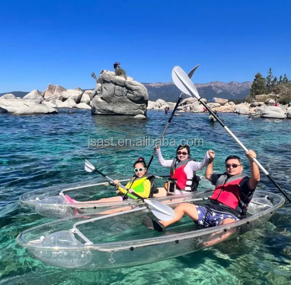 Light weight racing plastic drop stitch paddle canoe boat 2 person fishing clear transparent kayak