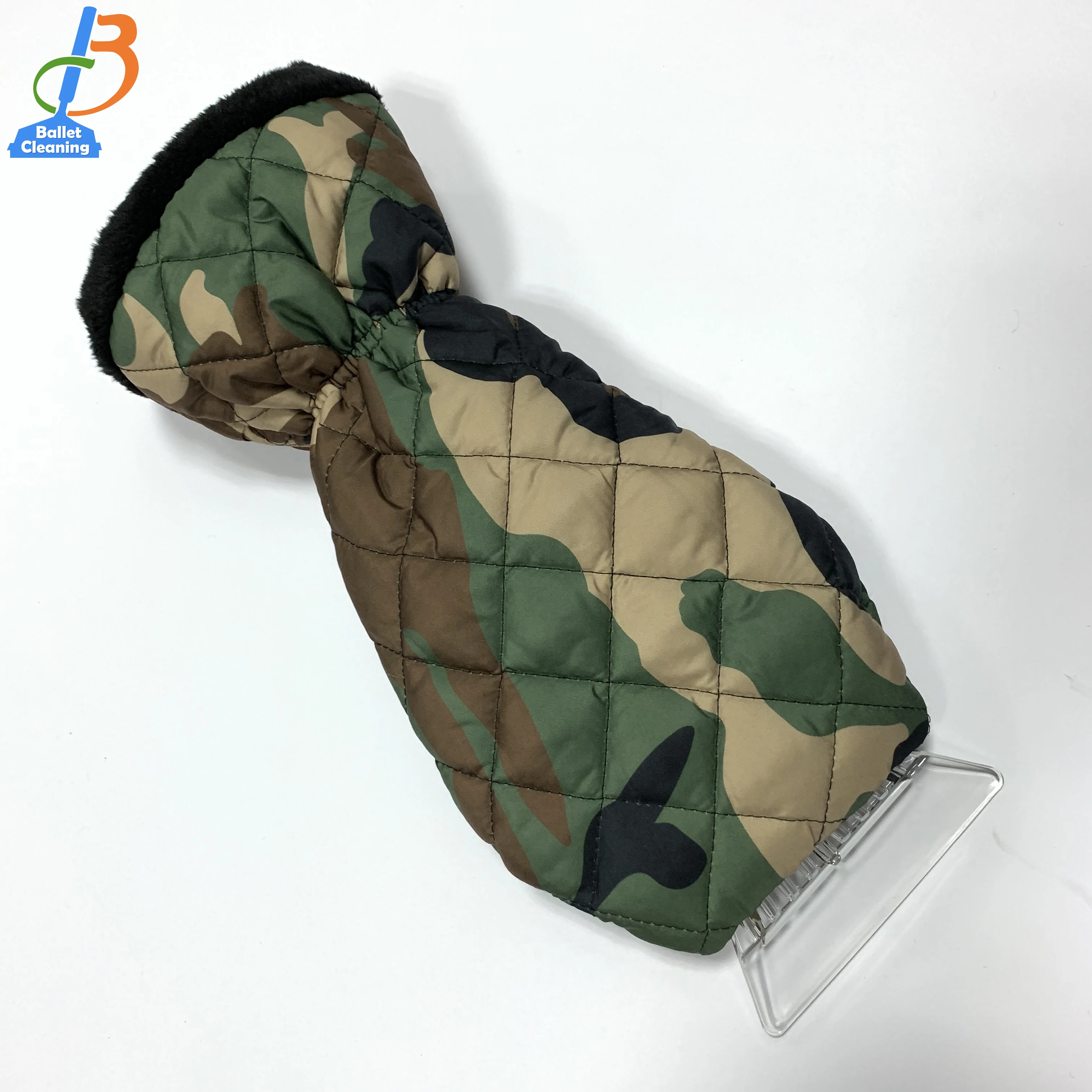 car snow-removing ice breaker embroidered wide blade plastic car warm ice scraper with glove