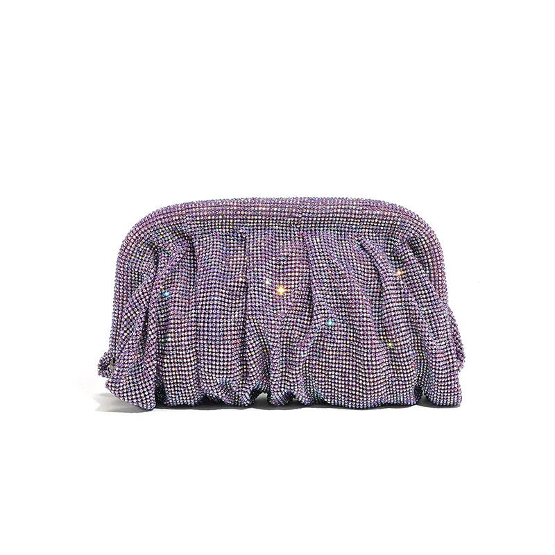 Luxury Rhinestone Handbag Evening Bags For Women Shiny Pleated Clutch Bling clutch sparkly chain bag Purse Glitter Dinner Bag
