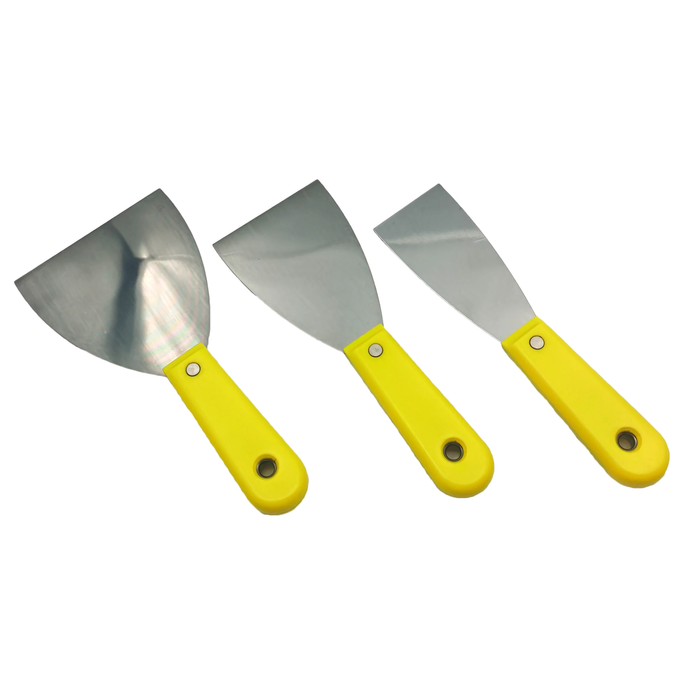 Yellow plastic handle stiff blade putty knife scraper for building renovation