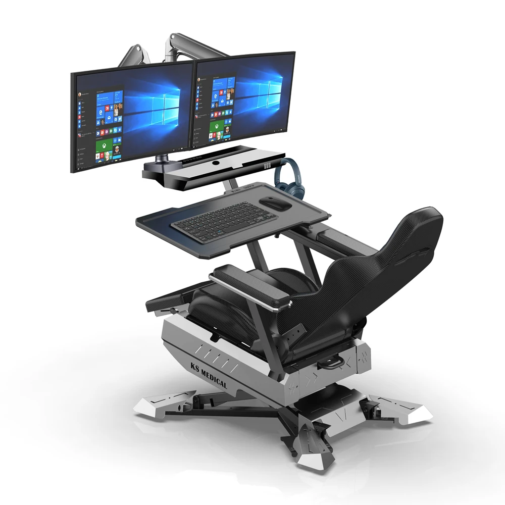 KSM-GCN2 Ergonomic Excellence Cockpit Gaming and Office Chair Computer Reclining Cockpit Gaming Chair with 2 Monitors