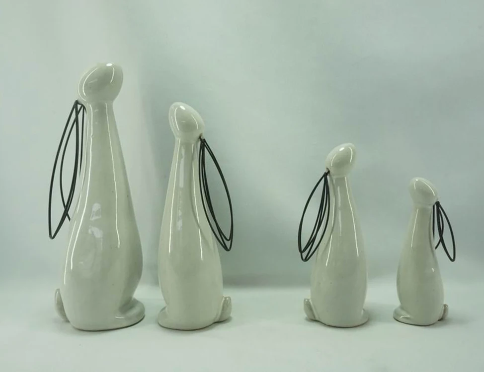 Hand painting Ceramic White Rabbit Christmas Decorations Rabbit Porcelain Modern Art Home Decoration Gifts Crafts