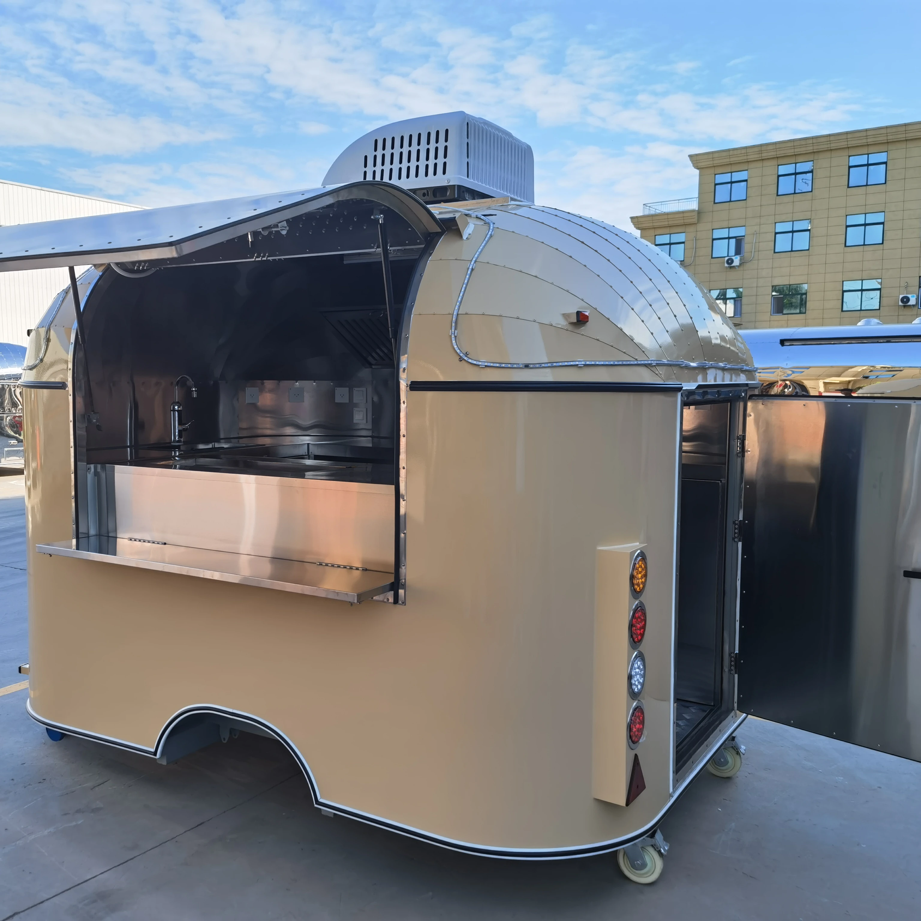 Stainless steel fully equipped food trailer kiosk shopping center and mobile fast food truck export to Israel